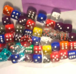 Assortimento 50 Dadi Trasparenti - Mini D6 con Puntini