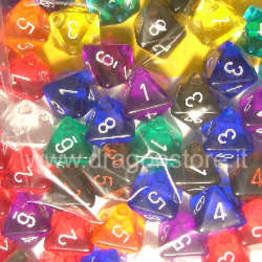 Assortimento 50 Dadi Trasparenti - D8
