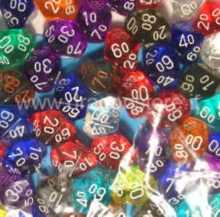 Assortimento 50 Dadi Trasparenti - D10%