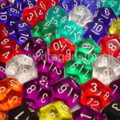 Assortimento 50 Dadi Trasparenti - D12