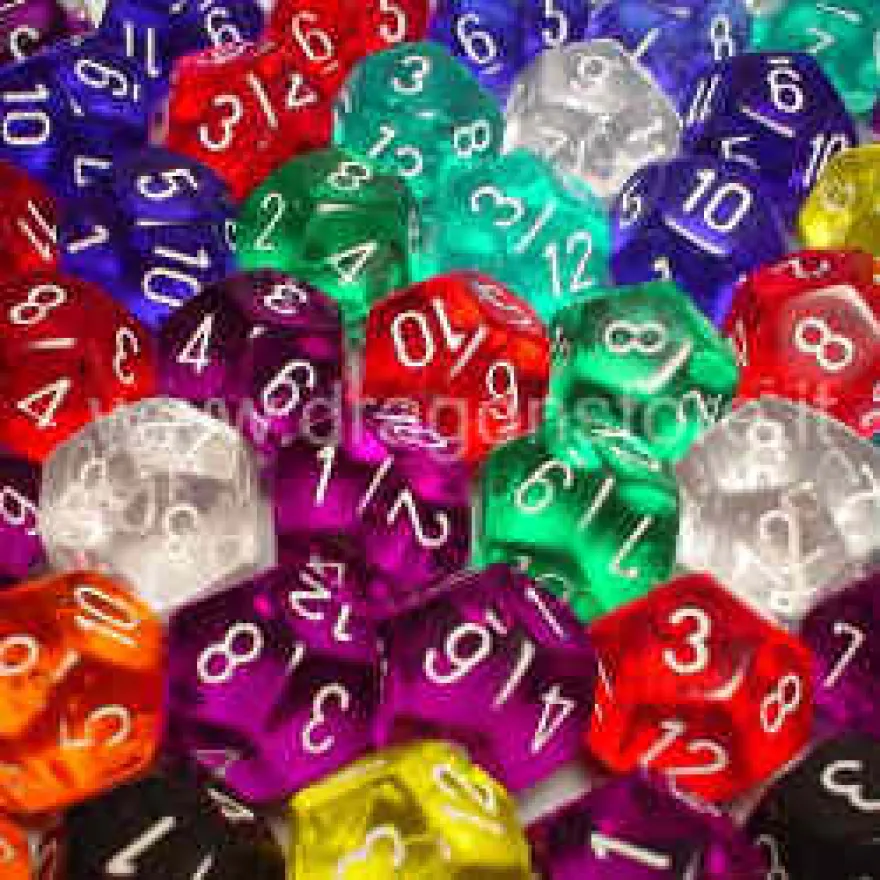 Assortimento 50 Dadi Trasparenti - D12