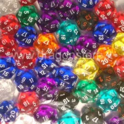 Assortimento 50 Dadi Trasparenti - D20