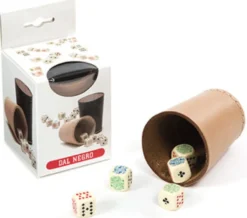 Bussolotto Lanciadadi - Cuoio + Dadi Poker