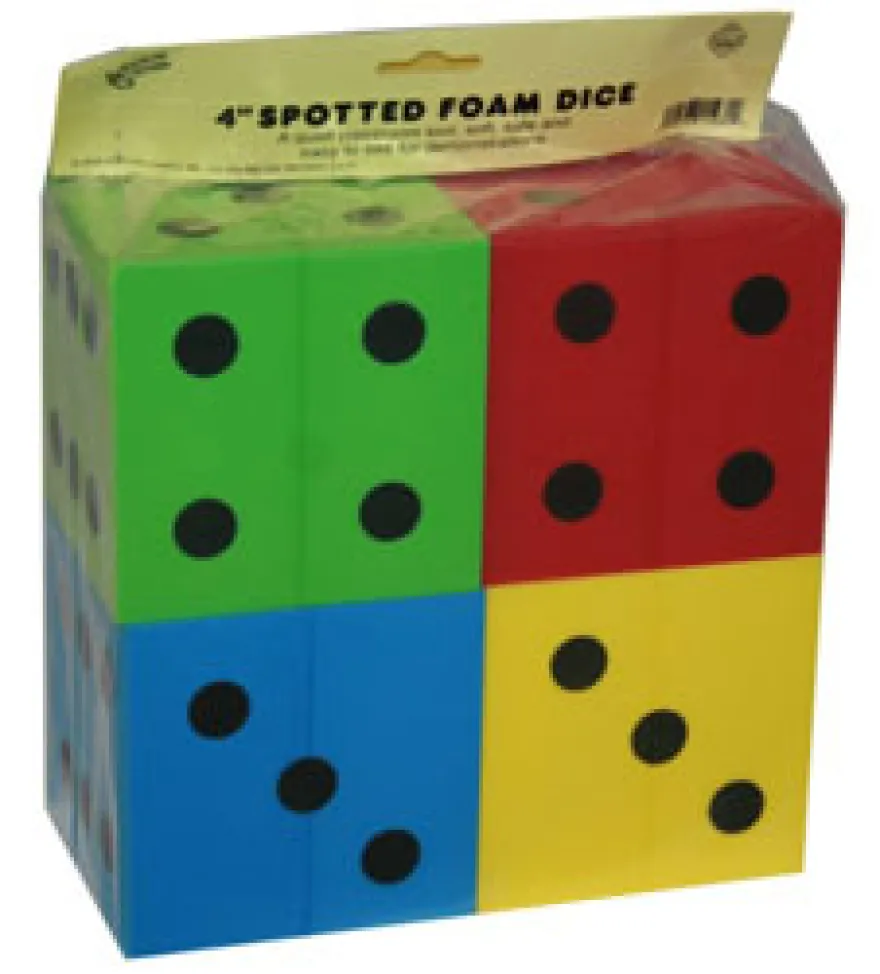 Dadi d6 in Gomma Morbida 10cm - Confezione da 4