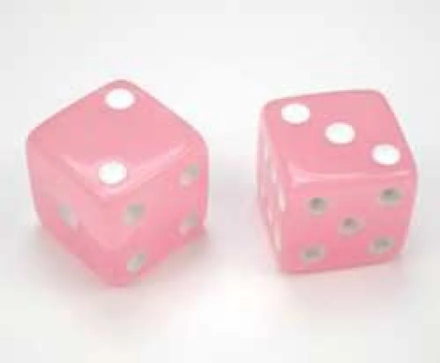 Dado d6 Fluorescente 16mm - Rosa