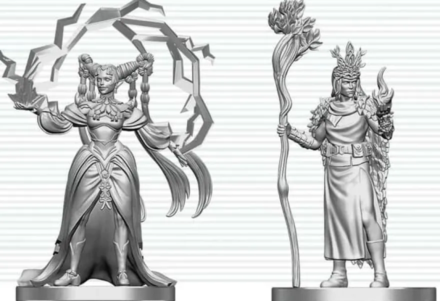 D&D Nolzur's Marvelous Miniatures - Human Druid & Elf Sorcerer