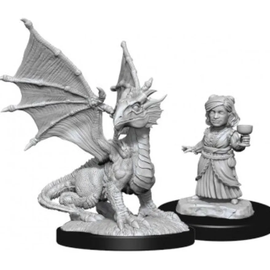 D&D Nolzur's Marvelous Miniatures - Drago d'Argento Cucciolo e Amica Halfling