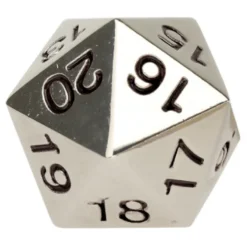 d20 Segnapunti in Metallo - Argento/Nero