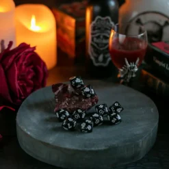 Raven Queen Dice Set - Dadi Vampiri con Rosa Nero/Bianco (10)