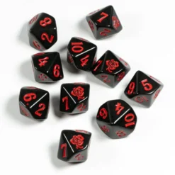 Raven Queen Dice Set - Dadi Vampiri con Rosa Nero/Rosso (10)