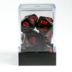 Raven Queen Dice Set - Dadi Vampiri con Rosa Nero/Rosso (10)