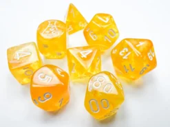 Set 7 Dadi Borealis Poliedrici Luminescenti - Giallo Canarino/Bianco