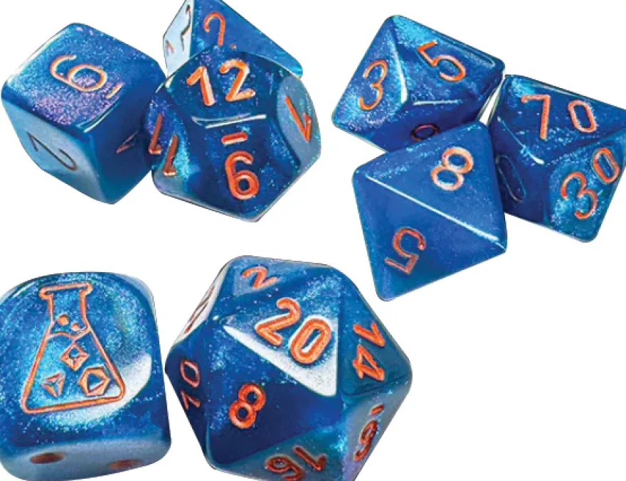 Set 7 Dadi Borealis Poliedrici - Midnight/Rame