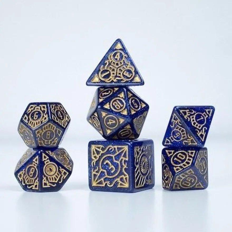 Set Dadi Cthulhu Orrore sull'Orient Express - Blu/Oro