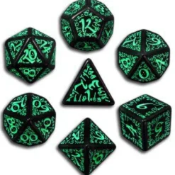 Set Dadi Elfici - Nero, Fluorescente