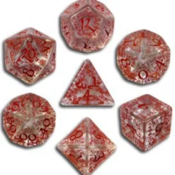 Set Dadi Elfici - Trasparente, Rosso