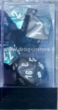 Set Dadi Gemini 6 - Acciaio-Ciano/Bianco