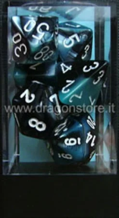 Set Dadi Gemini 5 - Nero-Ciano/Bianco
