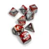 Set 7 Dadi Gemini Poliedrici - Acciaio-Rosso/Bianco