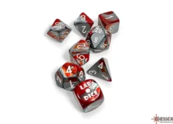 Set 7 Dadi Gemini Poliedrici - Acciaio-Rosso/Bianco