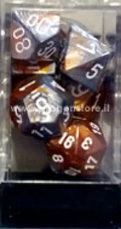 Set Dadi Gemini - Rame-Acciaio/Bianco