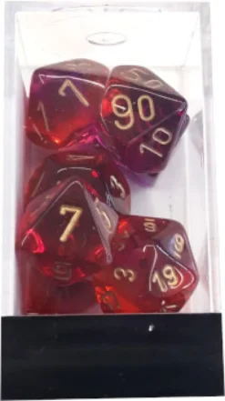 Set Dadi Gemini 8 - Trasparente Rosso-Viola/Oro