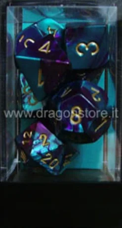 Set Dadi Gemini 5 - Viola-Ciano/Oro