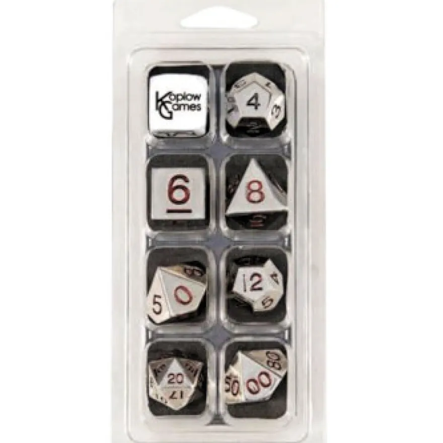 Set Dadi in Metallo - Argento/Rosso (7)