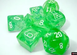 Set 7 Dadi Nebula Poliedrici - Gelatina Verde/Bianco