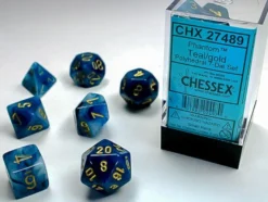 Set Dadi Phantom - Ciano/Oro