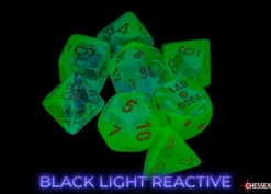 Set Dadi Poliedrici Luminescenti: Gemini - Verde Plasma/Arancione