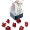 Set 7 Dadi Poliedrici Mini - Glitter Rosso Rubino/Oro