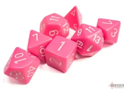 Set Dadi Poliedrici Opachi - Rosa/Bianco