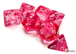 Set Dadi Poliedrici Traslucenti - Rosa/Bianco