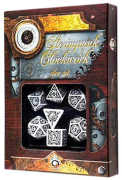 Set Dadi Steampunk Clockwork - Bianco, Nero