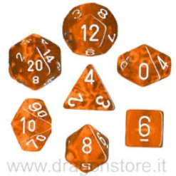 Set Dadi Trasparenti - Arancio/Bianco