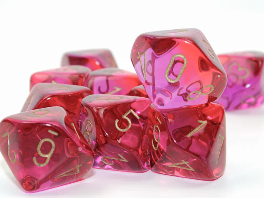 Set 10D10 Traslucidi: Gemini - Rosso-Violetto/Oro