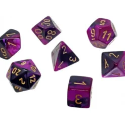 Set Mini Dadi Gemini - Nero-Viola/Oro