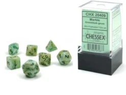 Set Mini Dadi Marmorizzati - Verde/Verde Scuro
